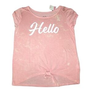 Justice Positive Tie Front Burnout Tee Pale Pink Crewneck Short Sleeve Shirt 6/7